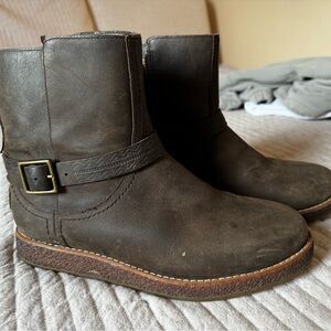 UGG Dark Brown Shearling Lined Boots